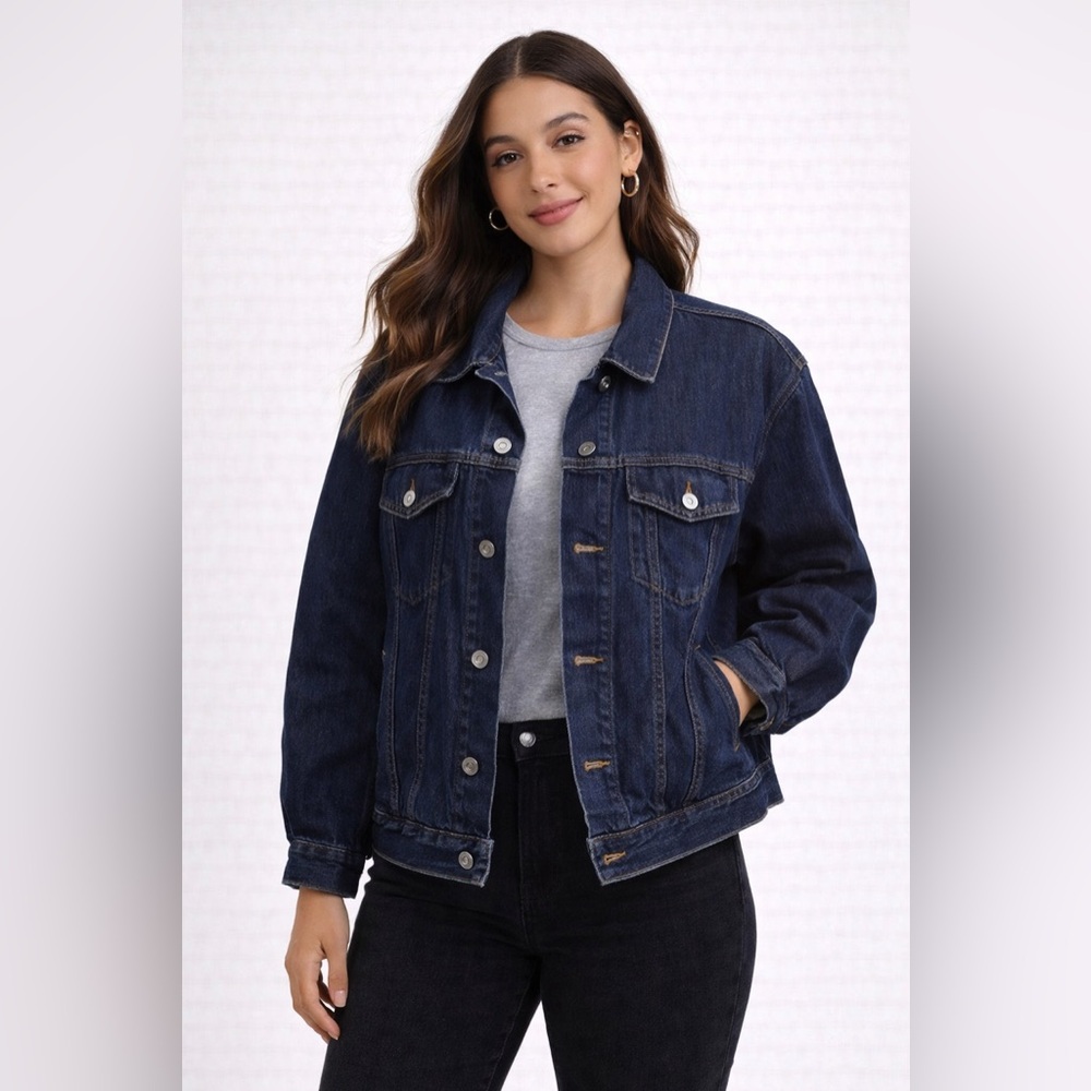 Lands' End Canvas Vintage Dark Blue Jean Jacket